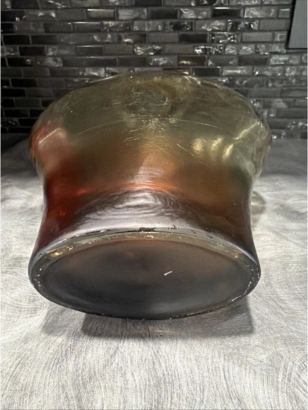 1980s Large Vidros Miguel Recycled Art Glass Decanter, Amber, Spain